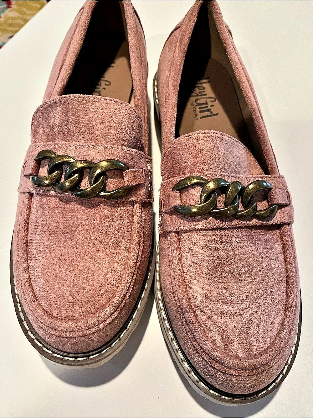 Hey Girl by Corky's Literally Lug Sole Slip On Loafers Pink